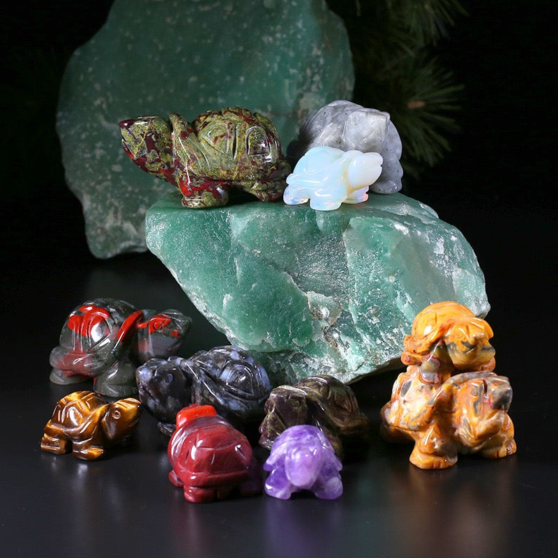 Turtle Statue Hand Carved Animal Figurine