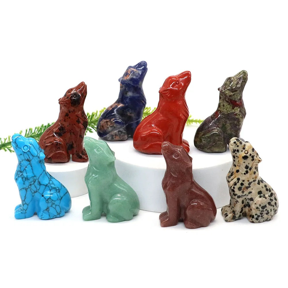 Wolf  Statue Hand Carved Animal Figurine