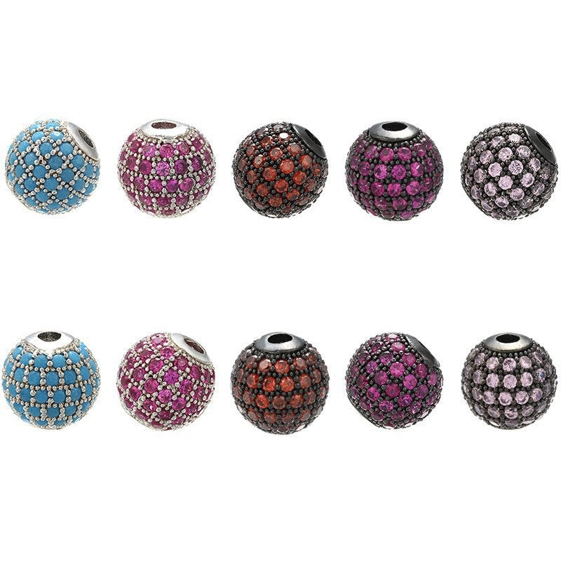 High Quality Brass Cubic Zirconia Round Spacer Beads 6mm/8mm/10mm