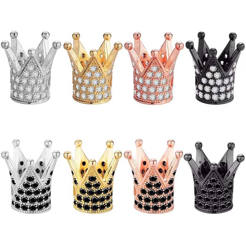 1PCS Brass Cubic Zirconia Crown Bead