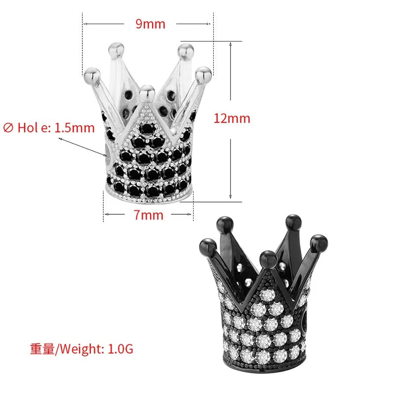 1PCS Brass Cubic Zirconia Crown Bead