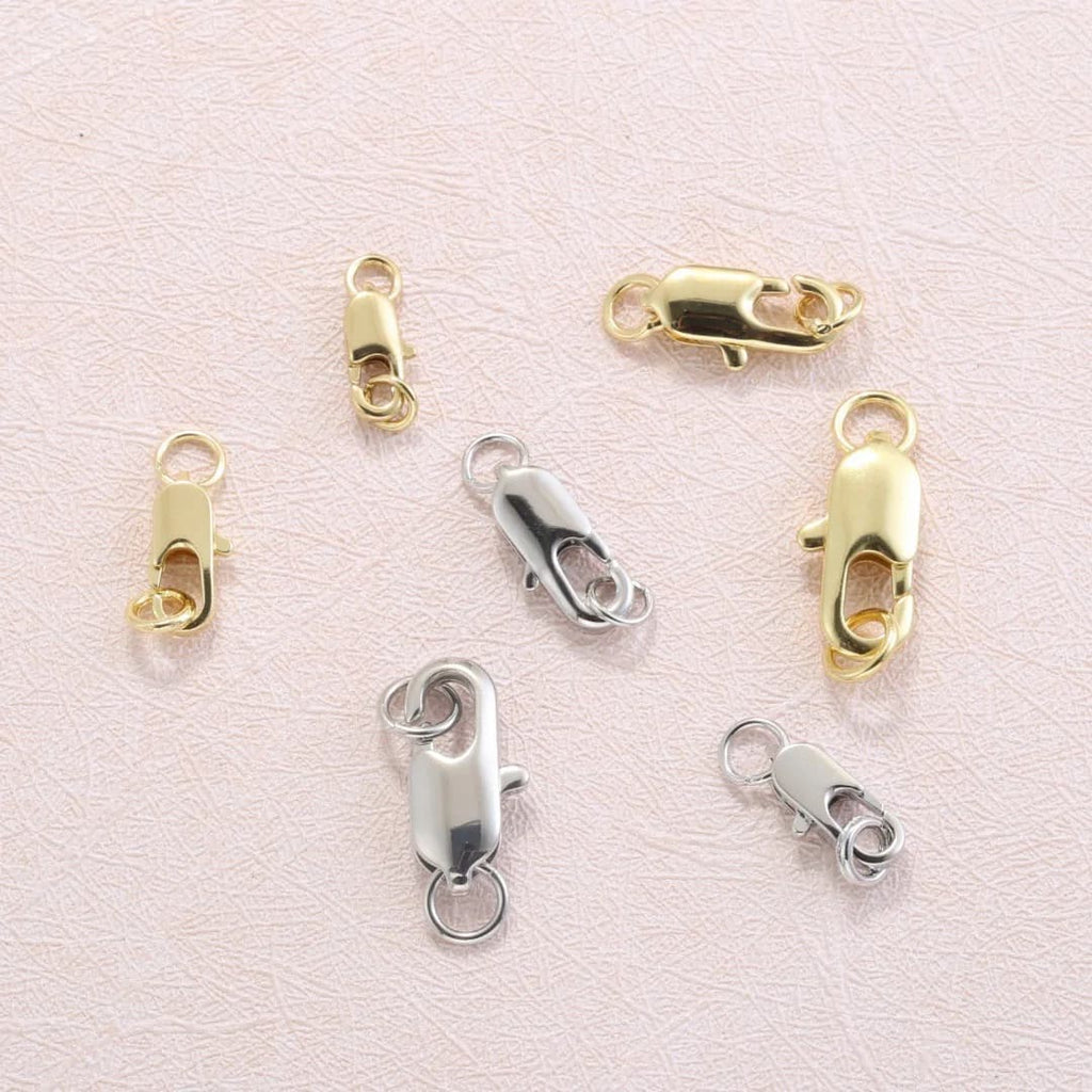10Pcs 18K Gold Plated Brass Lobster Clasp with Open Jump Rings