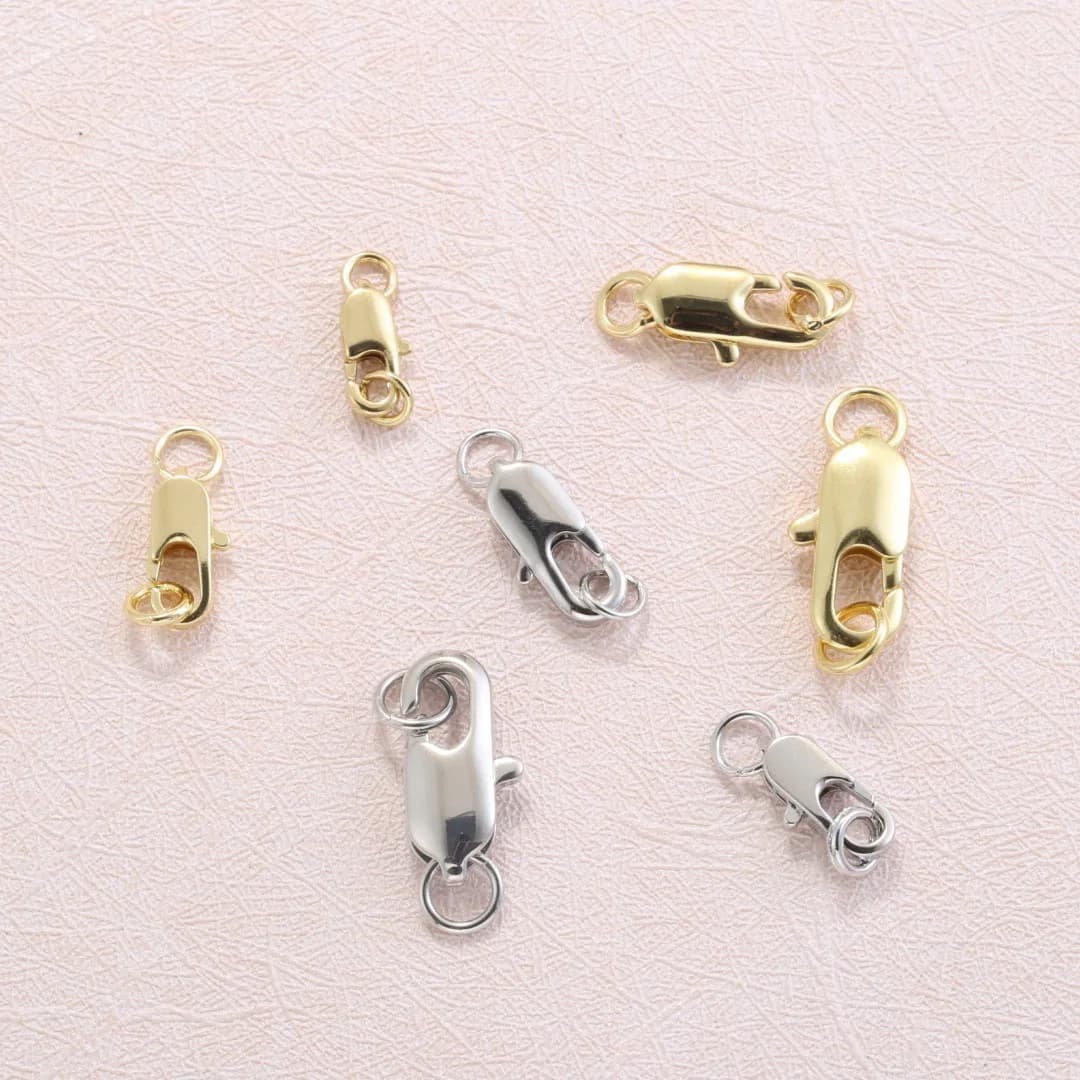 10Pcs 18K Gold Plated Brass Lobster Clasp with Open Jump Rings