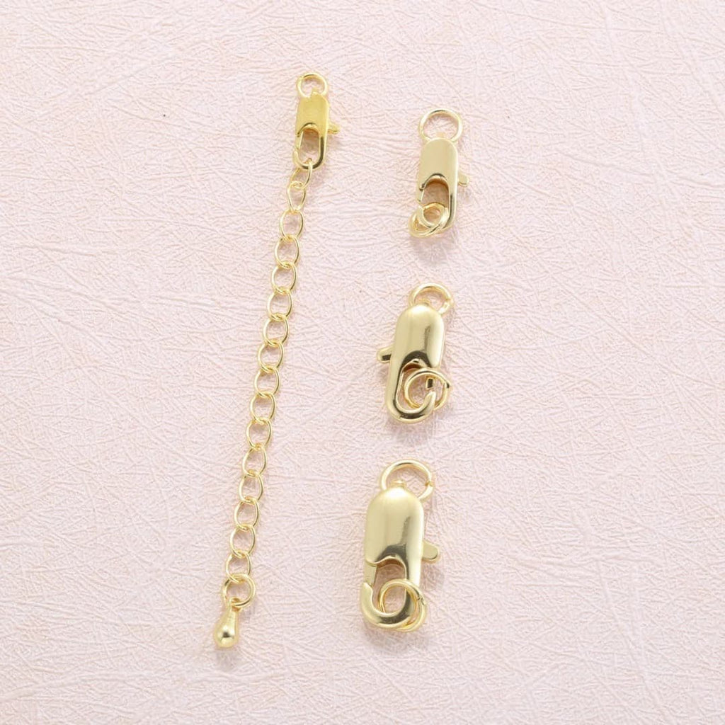 10Pcs 18K Gold Plated Brass Lobster Clasp with Open Jump Rings
