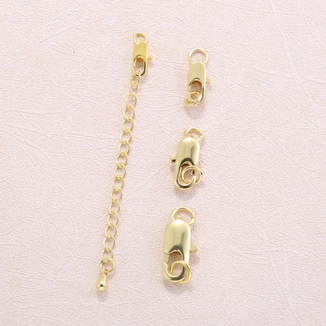 10Pcs 18K Gold Plated Brass Lobster Clasp with Open Jump Rings