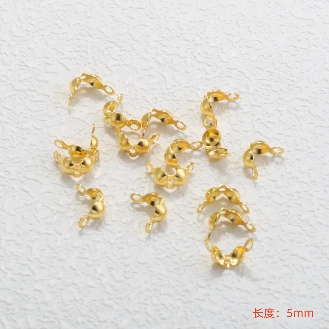50Pcs 18K Gold Plated Clam Shell Bead Tips Crimp Beads Cover