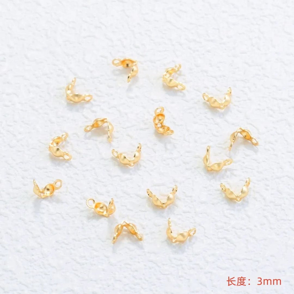 50Pcs 18K Gold Plated Clam Shell Bead Tips Crimp Beads Cover