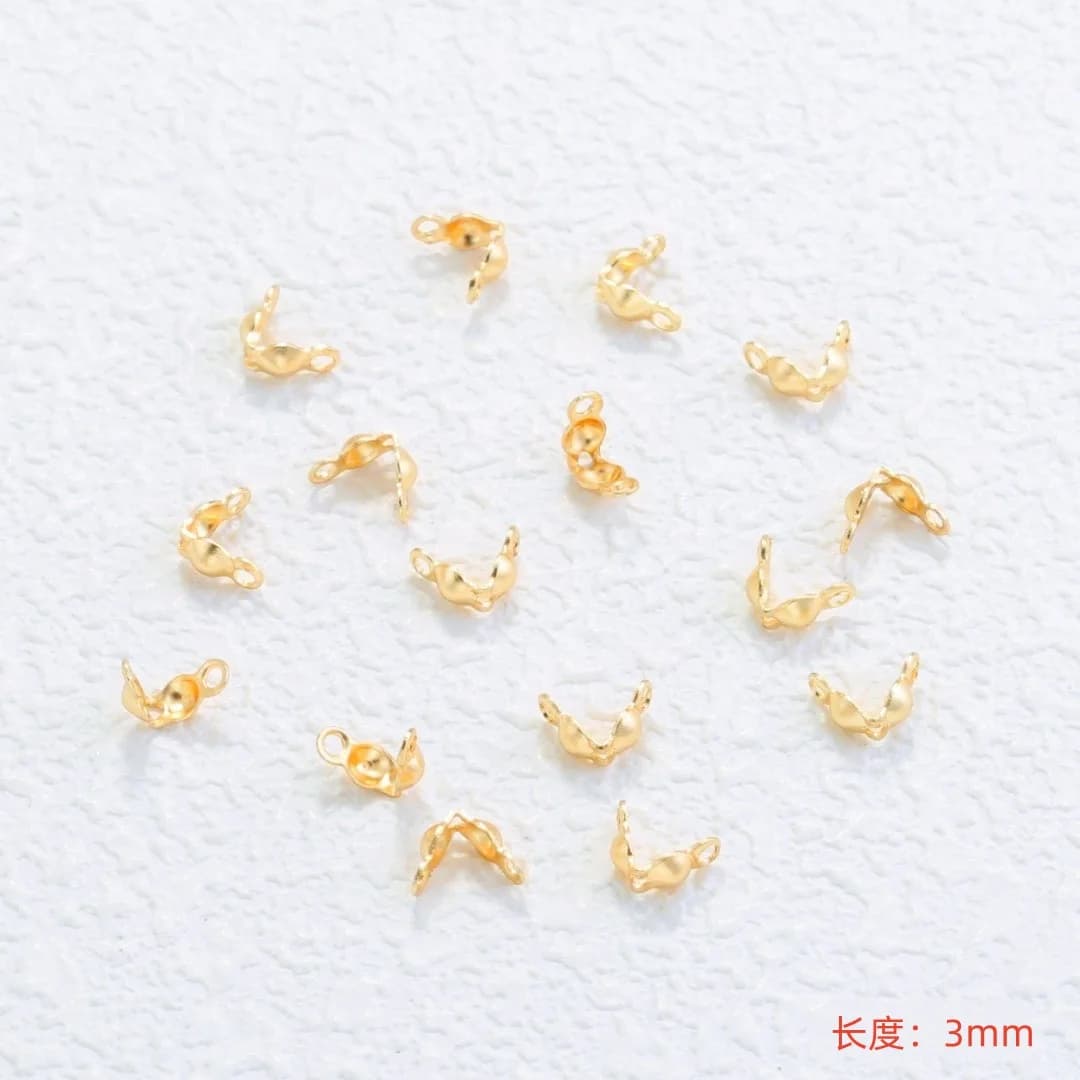 50Pcs 18K Gold Plated Clam Shell Bead Tips Crimp Beads Cover