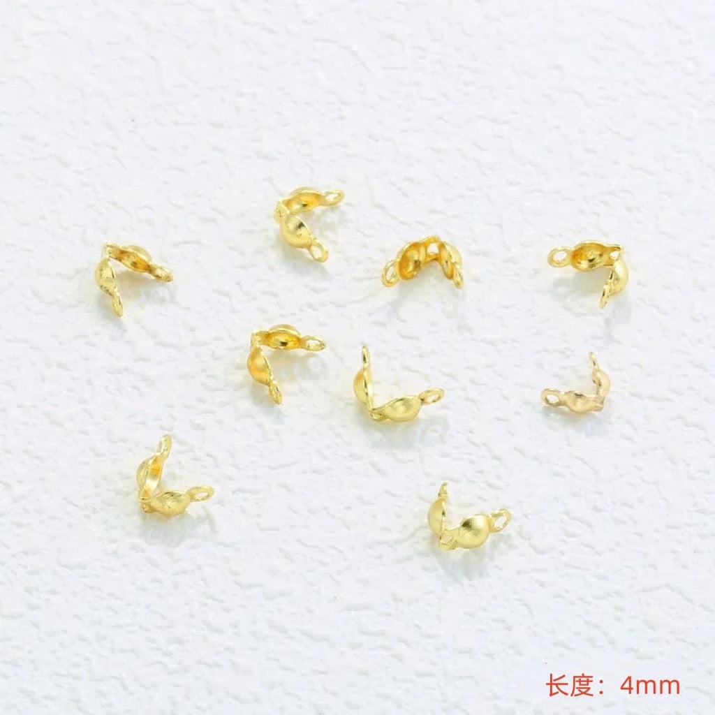 50Pcs 18K Gold Plated Clam Shell Bead Tips Crimp Beads Cover