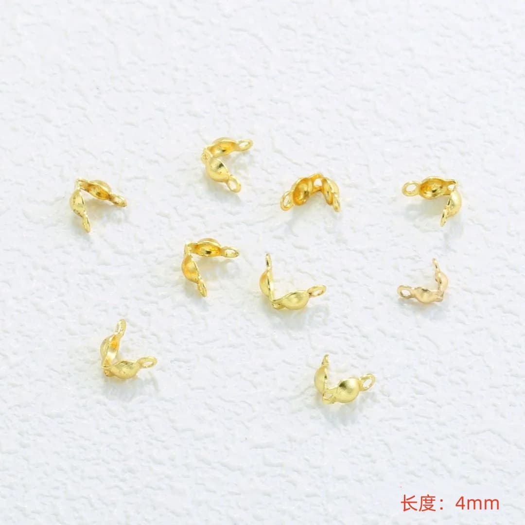 50Pcs 18K Gold Plated Clam Shell Bead Tips Crimp Beads Cover