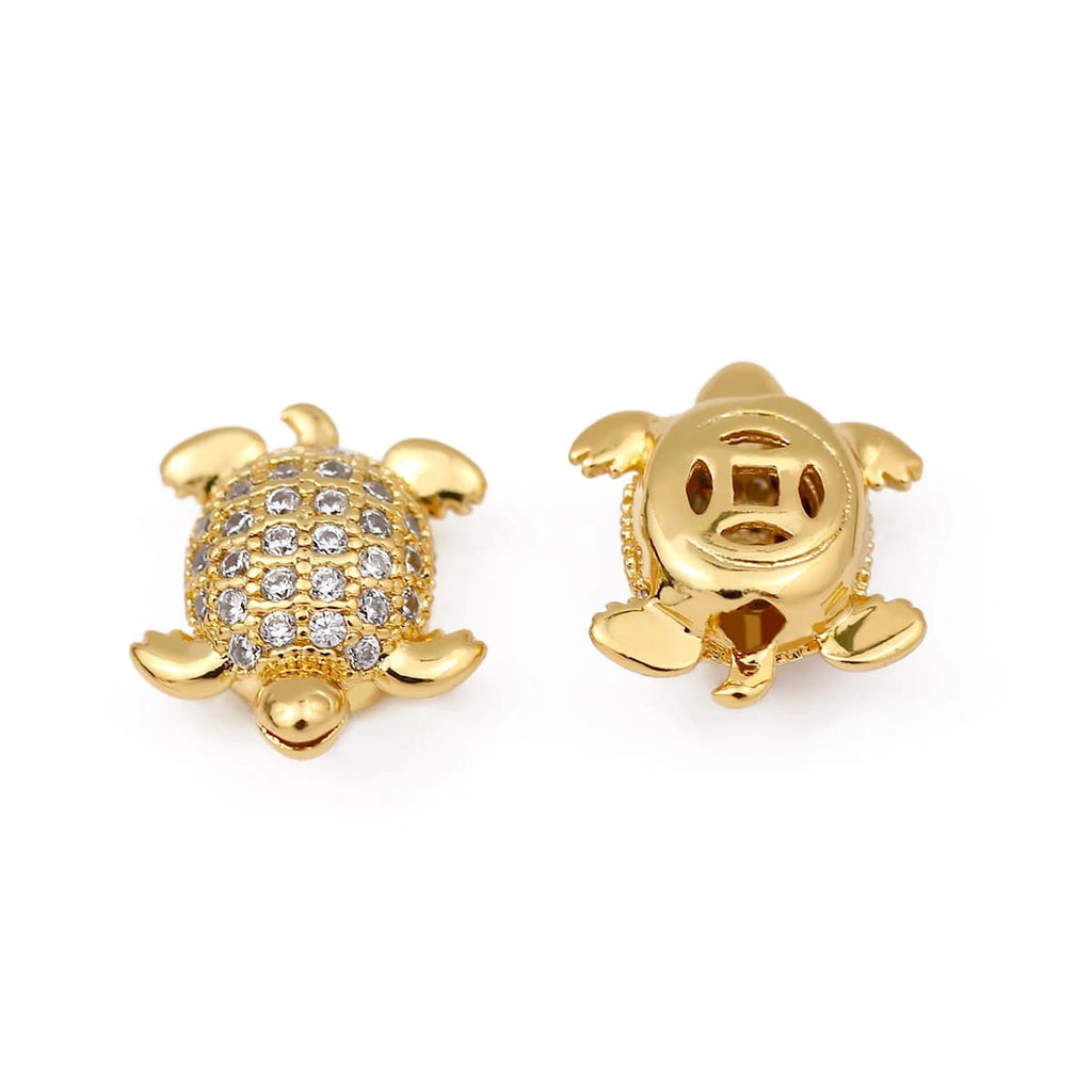 4PCS Brass Cubic Zirconia Turtle Beads