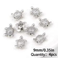 4PCS Brass Cubic Zirconia Turtle Beads