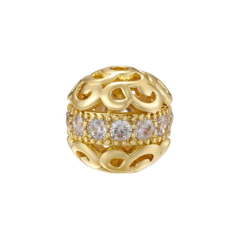 1PCS Brass Cubic Zirconia Sparkling Beads