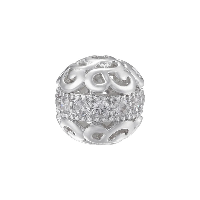 1PCS Brass Cubic Zirconia Sparkling Beads