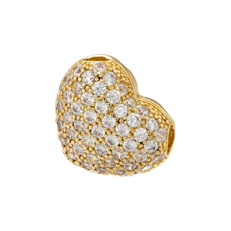 1PCS Brass Cubic Zirconia Sparkling Beads