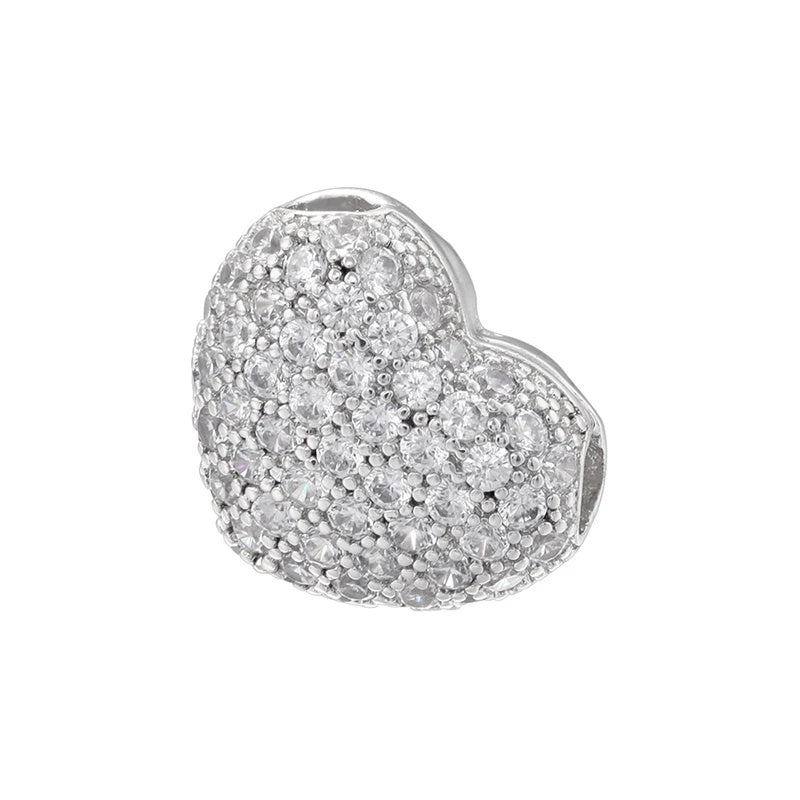 1PCS Brass Cubic Zirconia Sparkling Beads