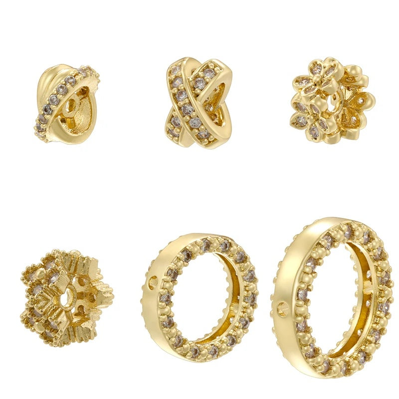 1PCS 18K Gold-plated Brass Inlaid With Zircon Spacer Beads