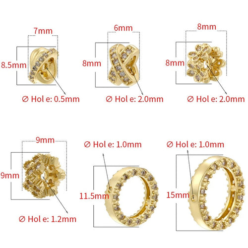 1PCS 18K Gold-plated Brass Inlaid With Zircon Spacer Beads