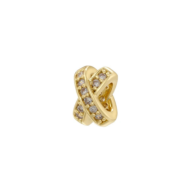 1PCS 18K Gold-plated Brass Inlaid With Zircon Spacer Beads