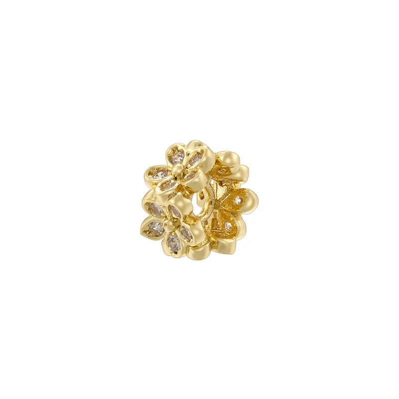 1PCS 18K Gold-plated Brass Inlaid With Zircon Spacer Beads