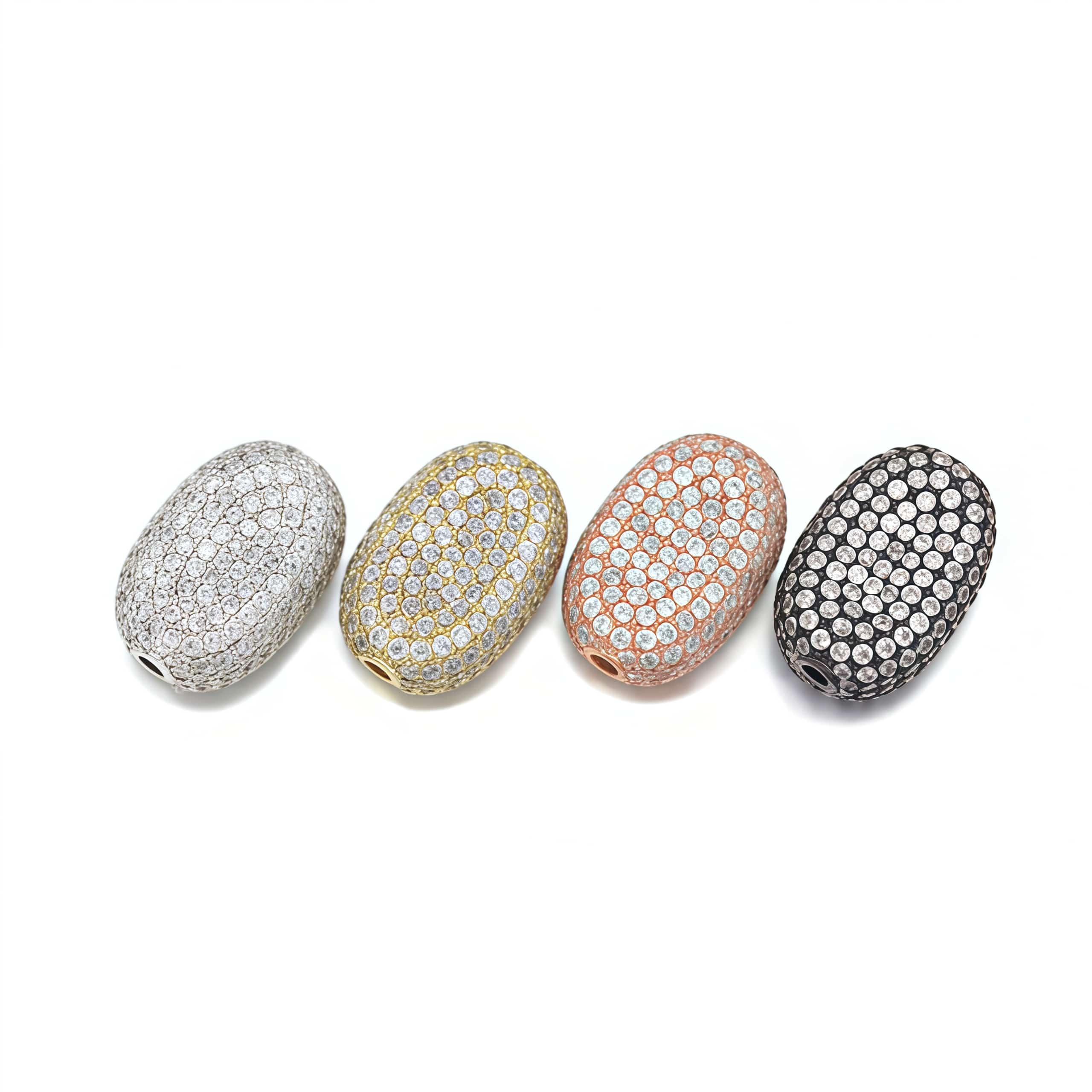 1PCS Brass Cubic Zirconia Oval Beads
