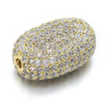 1PCS Brass Cubic Zirconia Oval Beads