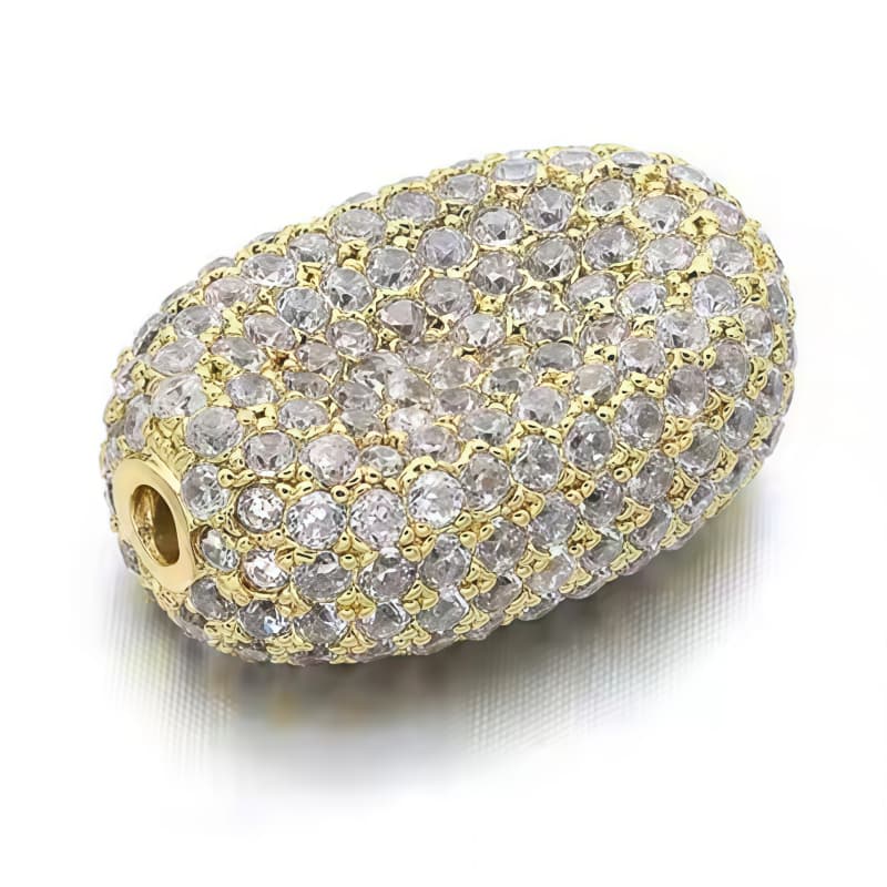 1PCS Brass Cubic Zirconia Oval Beads
