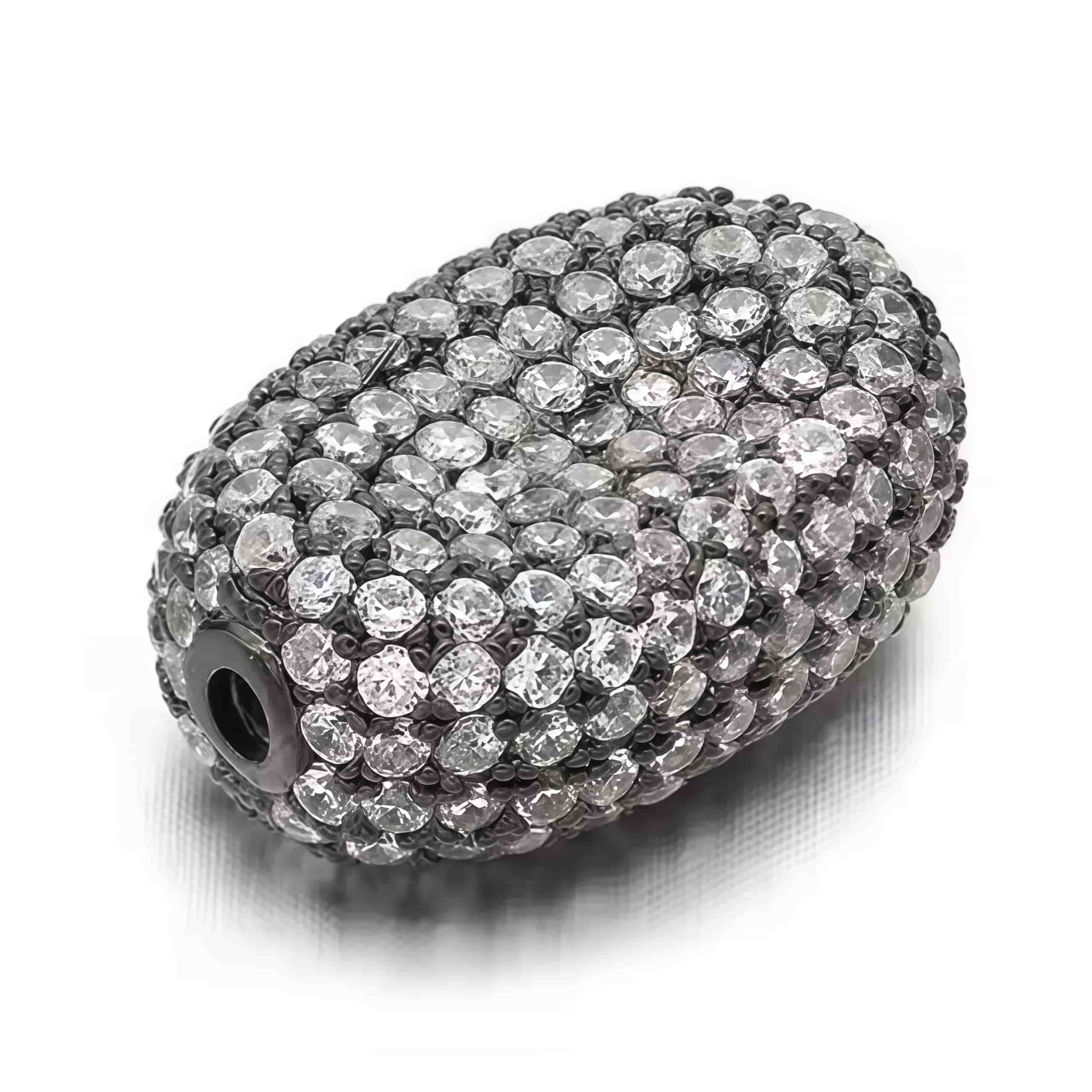 1PCS Brass Cubic Zirconia Oval Beads