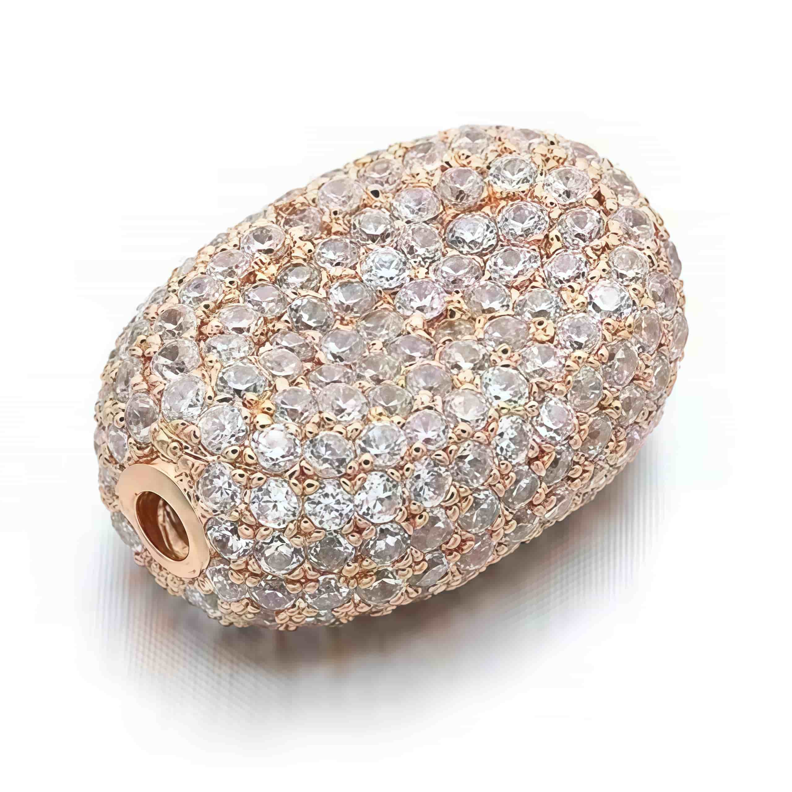 1PCS Brass Cubic Zirconia Oval Beads