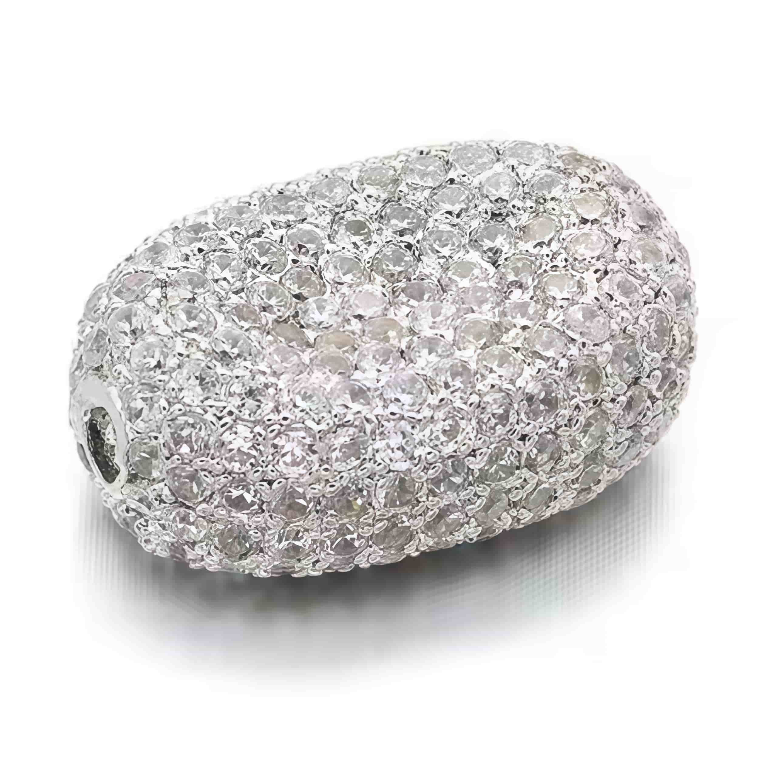 1PCS Brass Cubic Zirconia Oval Beads