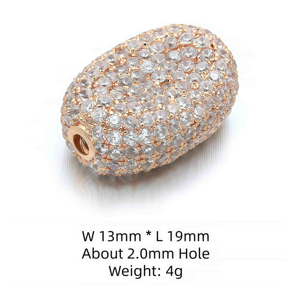 1PCS Brass Cubic Zirconia Oval Beads