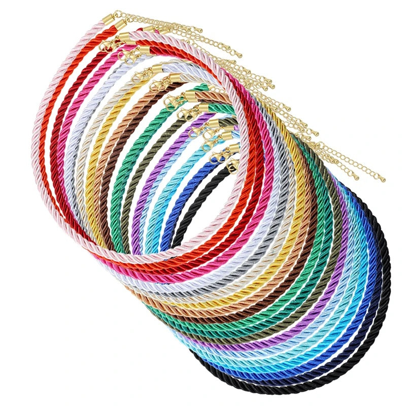 1PCS Braided Silk Rope Necklace Cords With Bright Gold Finish