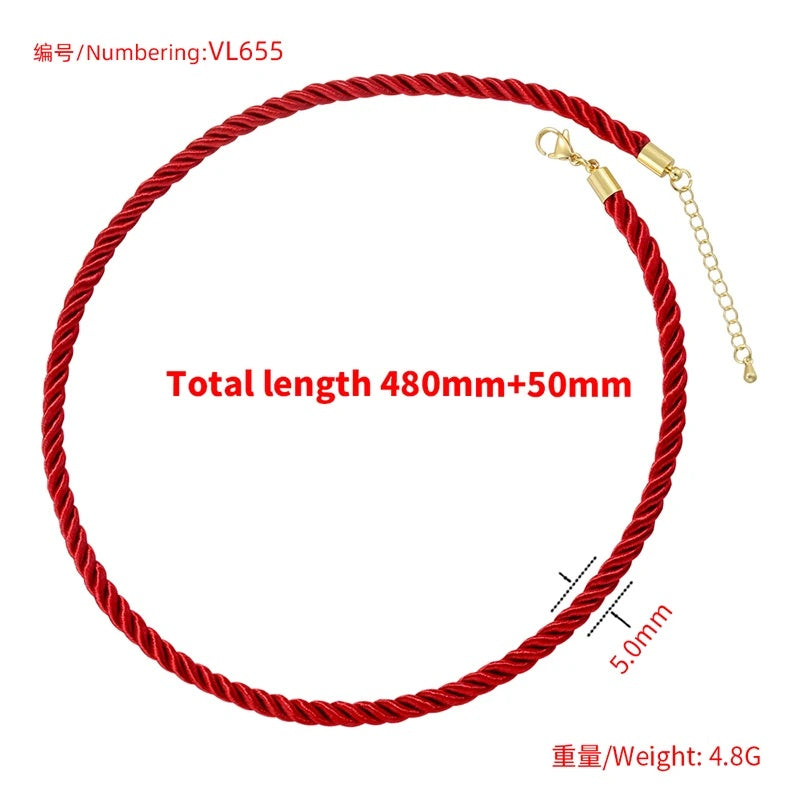 1PCS Braided Silk Rope Necklace Cords With Bright Gold Finish