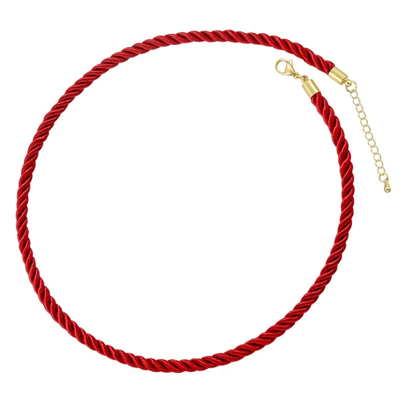 1PCS Braided Silk Rope Necklace Cords With Bright Gold Finish