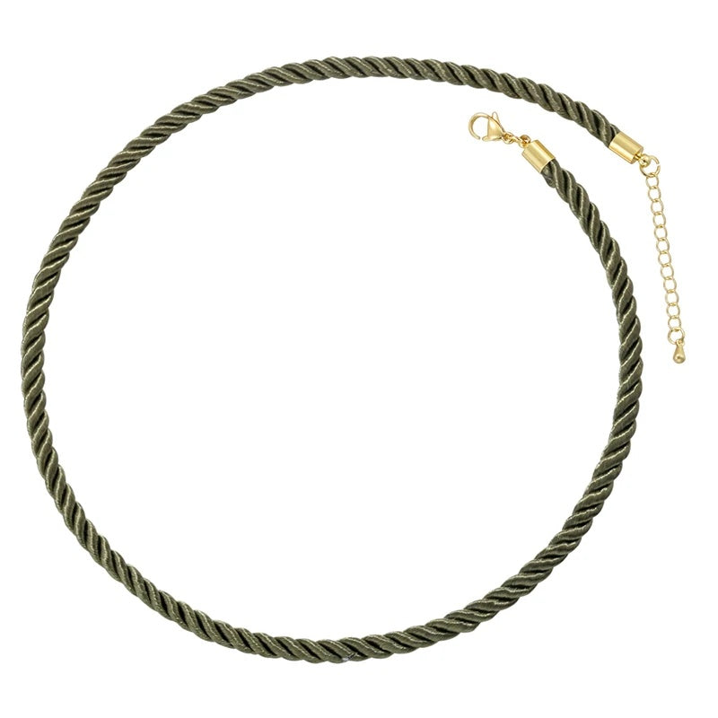 1PCS Braided Silk Rope Necklace Cords With Bright Gold Finish