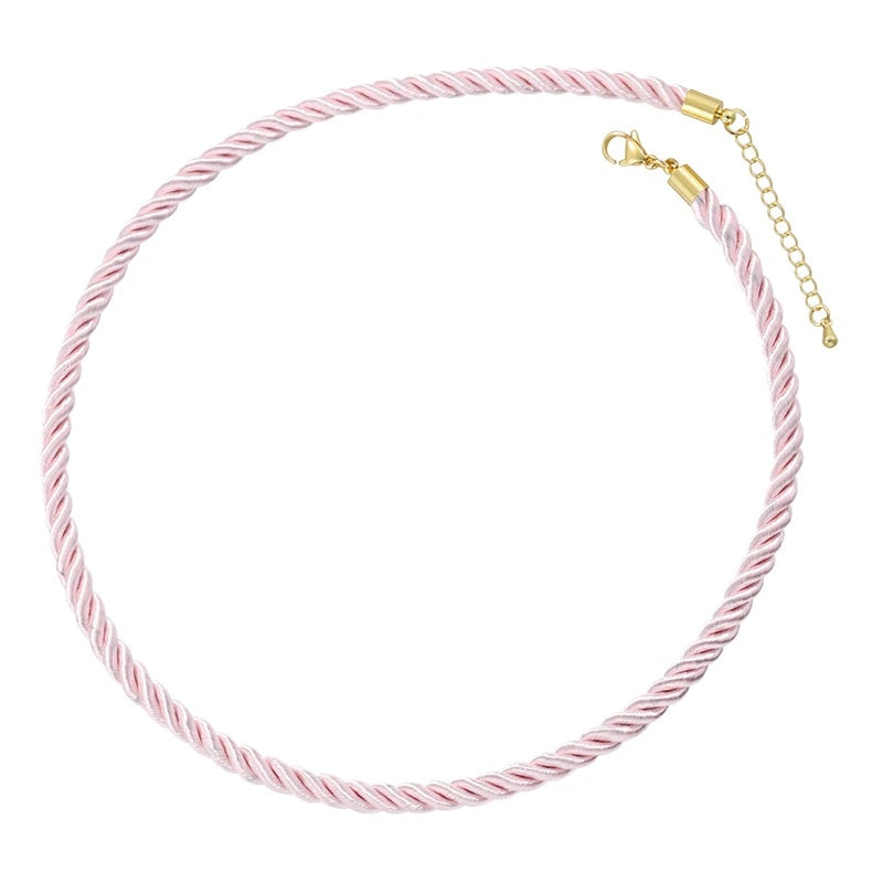 1PCS Braided Silk Rope Necklace Cords With Bright Gold Finish