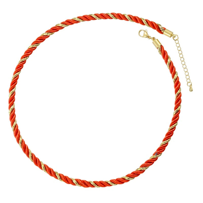 1PCS Braided Silk Rope Necklace Cords With Bright Gold Finish