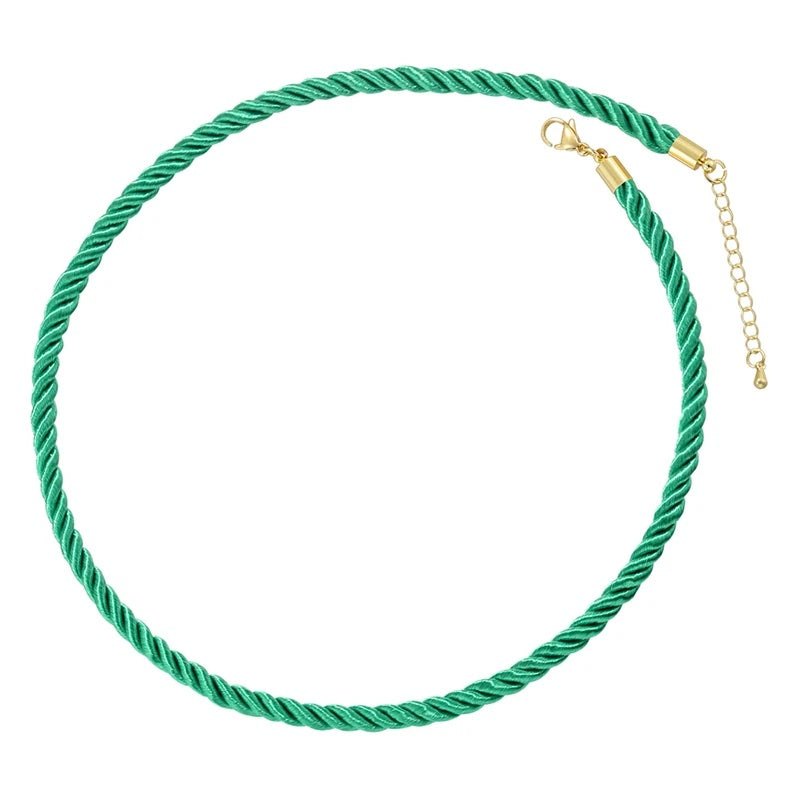 1PCS Braided Silk Rope Necklace Cords With Bright Gold Finish