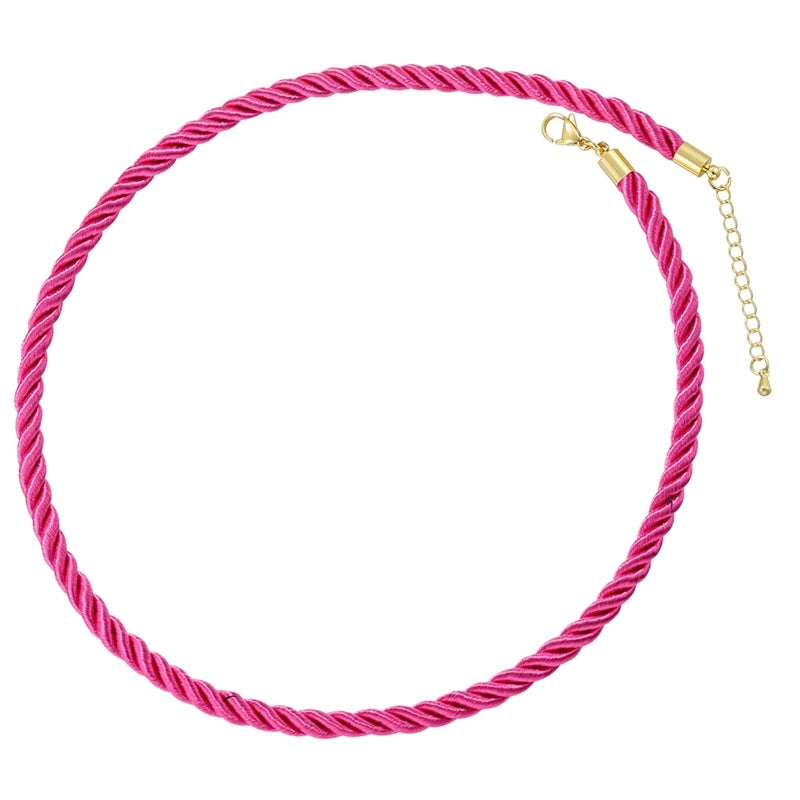1PCS Braided Silk Rope Necklace Cords With Bright Gold Finish