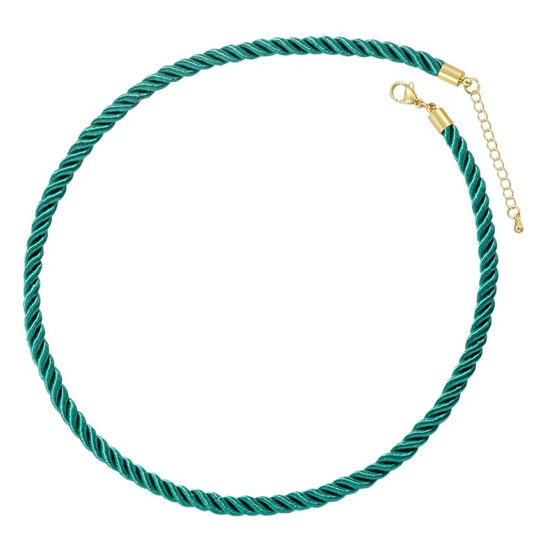 1PCS Braided Silk Rope Necklace Cords With Bright Gold Finish