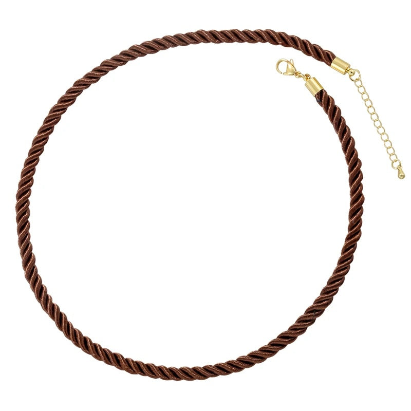 1PCS Braided Silk Rope Necklace Cords With Bright Gold Finish