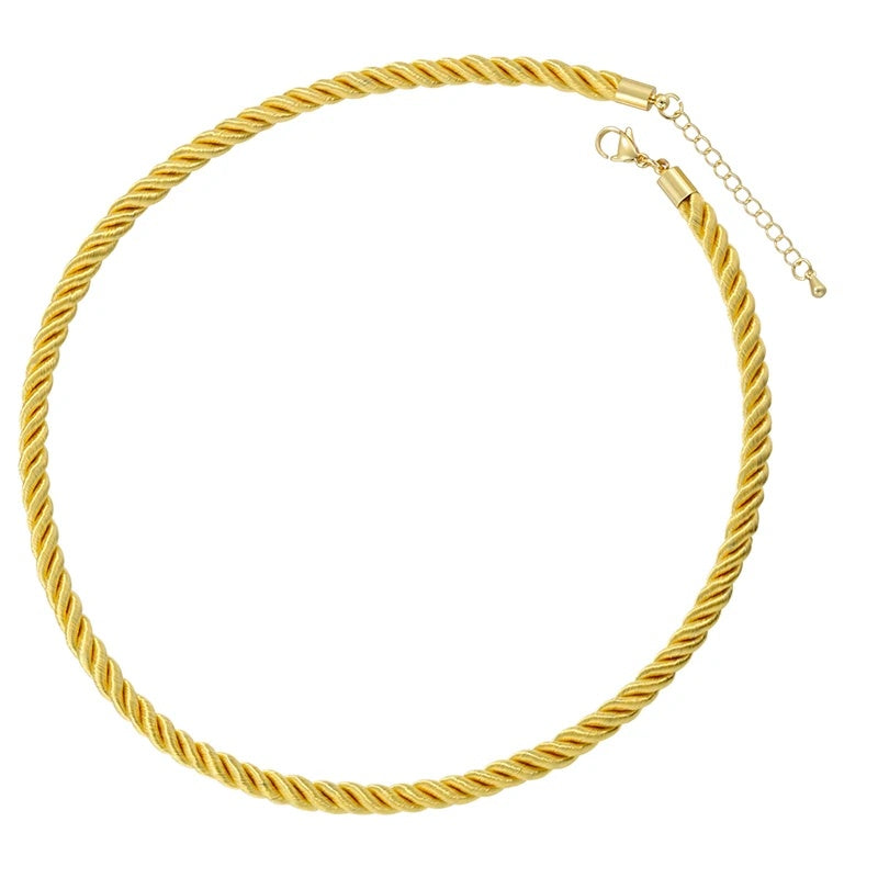1PCS Braided Silk Rope Necklace Cords With Bright Gold Finish