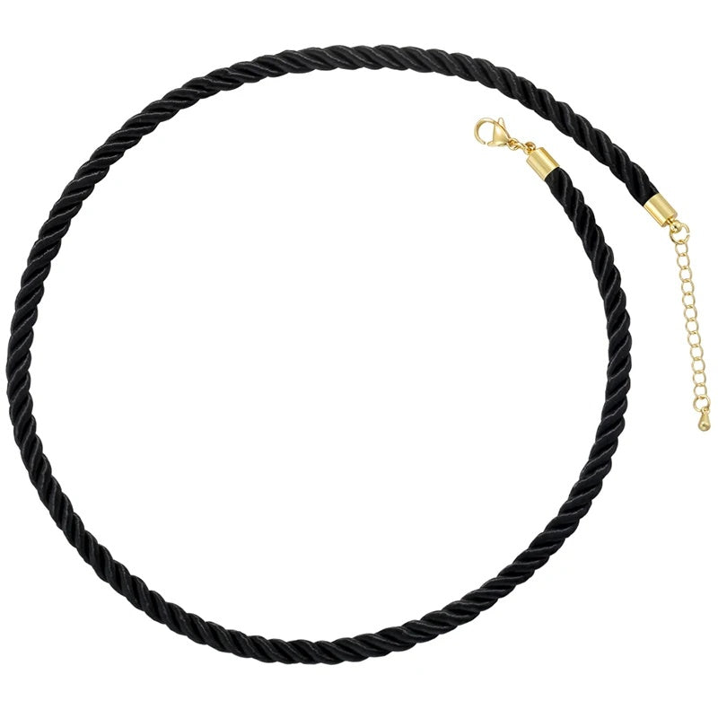 1PCS Braided Silk Rope Necklace Cords With Bright Gold Finish