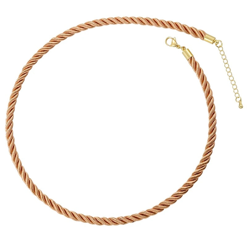 1PCS Braided Silk Rope Necklace Cords With Bright Gold Finish