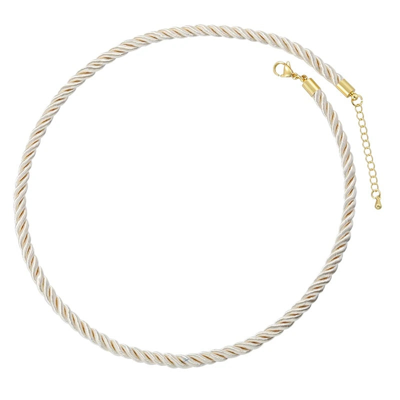 1PCS Braided Silk Rope Necklace Cords With Bright Gold Finish