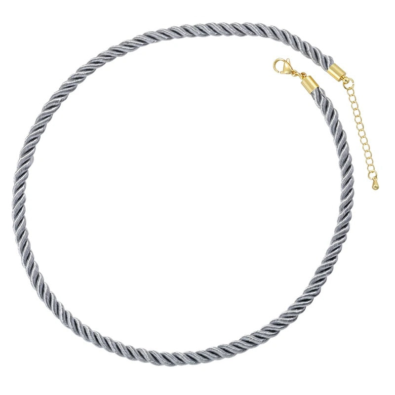 1PCS Braided Silk Rope Necklace Cords With Bright Gold Finish