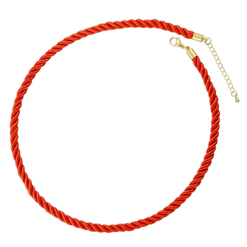 1PCS Braided Silk Rope Necklace Cords With Bright Gold Finish