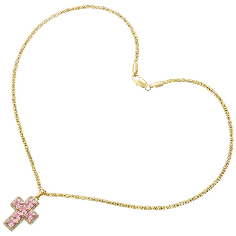 1Pcs Cross Pendants Brass Cubic Zirconia Cross Charms Necklaces
