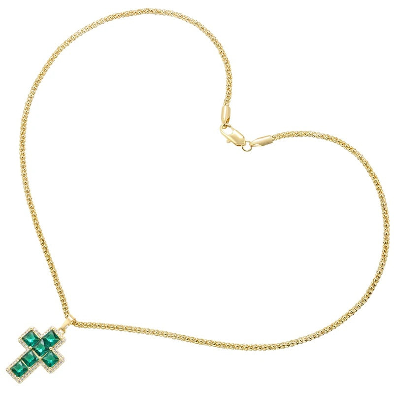 1Pcs Cross Pendants Brass Cubic Zirconia Cross Charms Necklaces