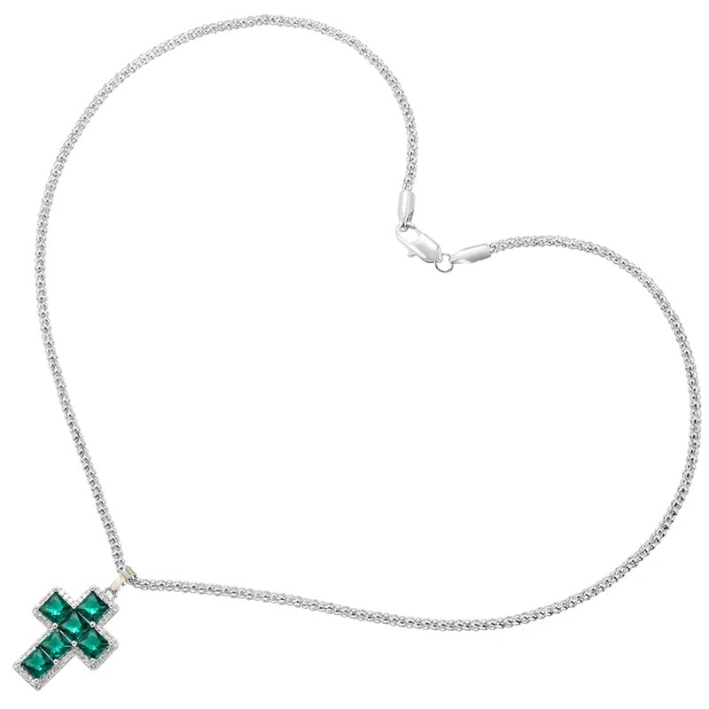 1Pcs Cross Pendants Brass Cubic Zirconia Cross Charms Necklaces